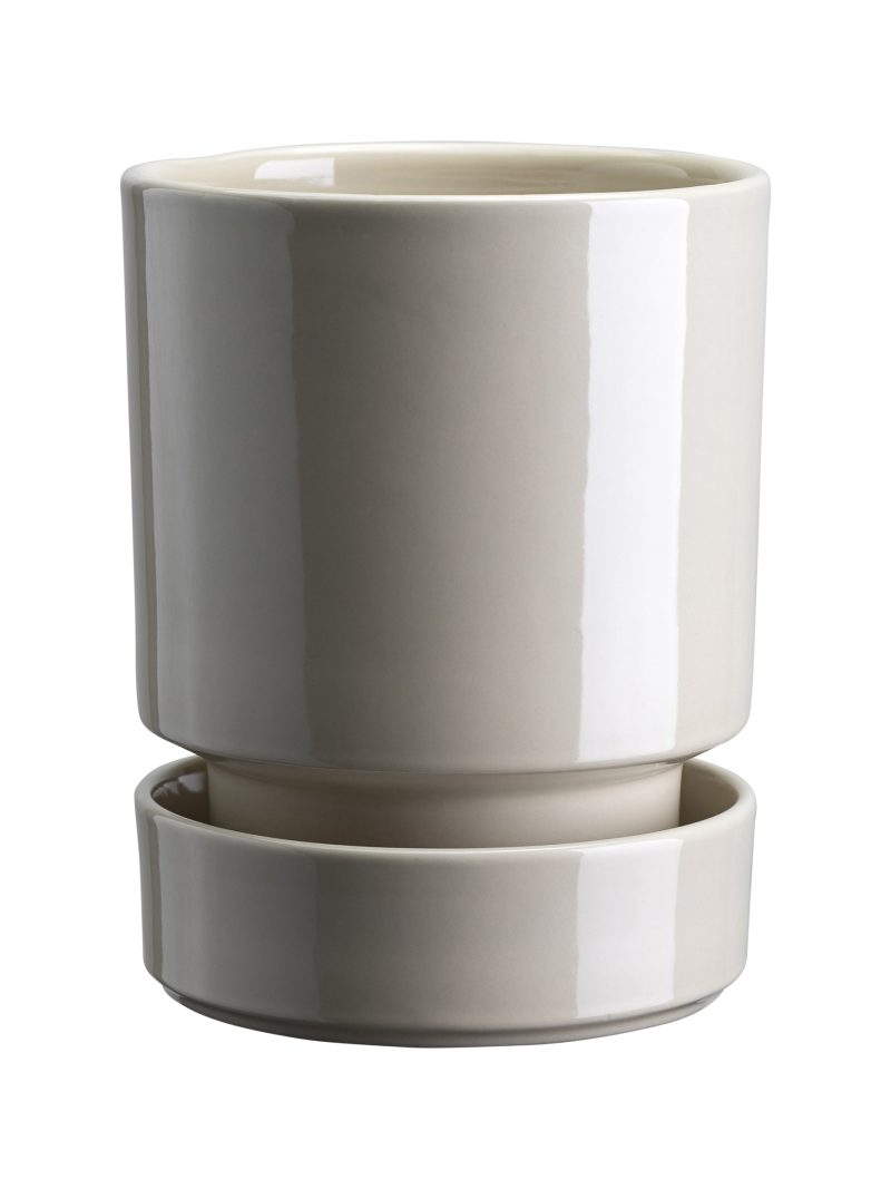 Hoff Glazed Sandstone 12cm Pot with Saucer
